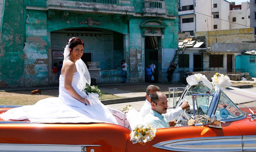 Cuban Wedding Tradition - Bride Riding Convertible