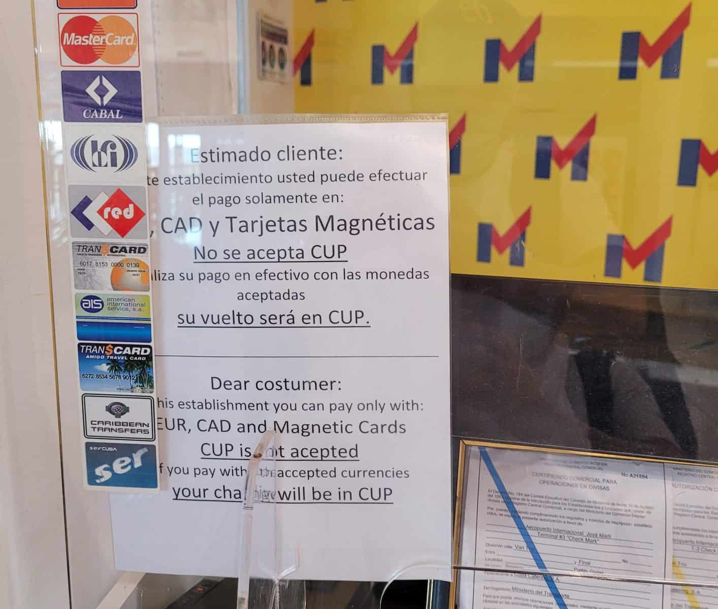Currency in Cuban Airports
