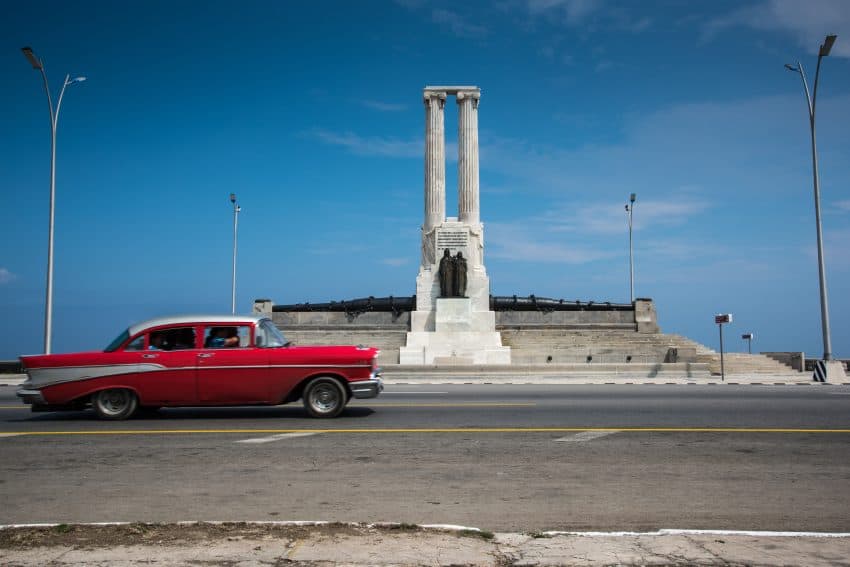 Classic American cars in the street in Havana 1