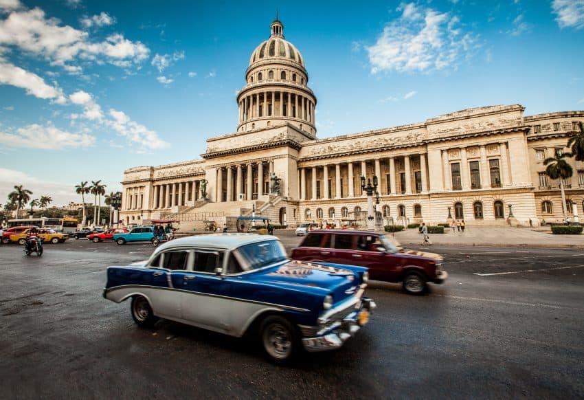 Classic American cars in the street in Havana 3