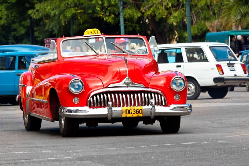Classic American cars in the street in Havana 5