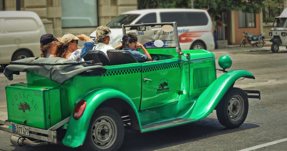 Colorful classic car in Cuba