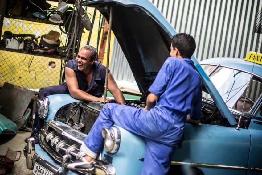 Old car restoration in Cuba