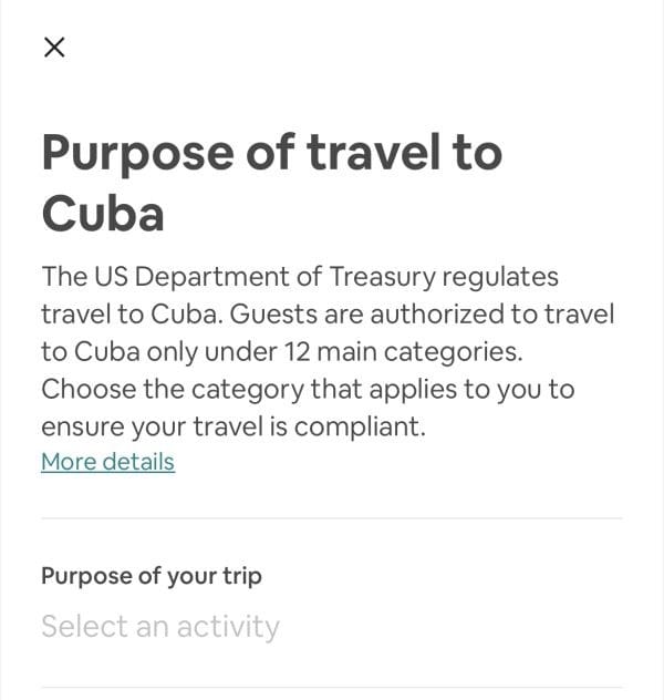 Selection of 12 Categories of Authorized Travel to Cuba