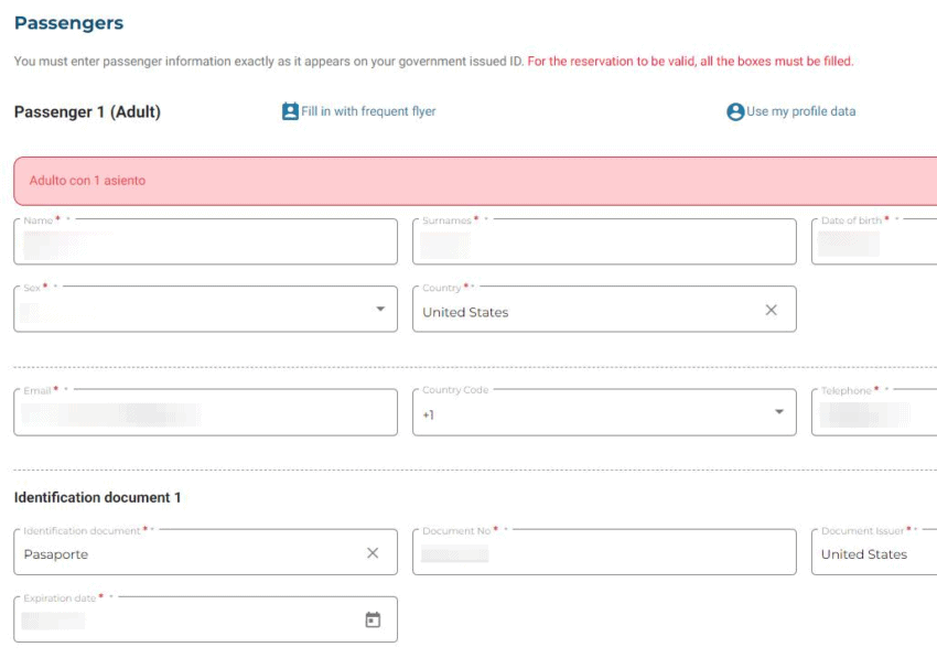 Viazul Passenger Form