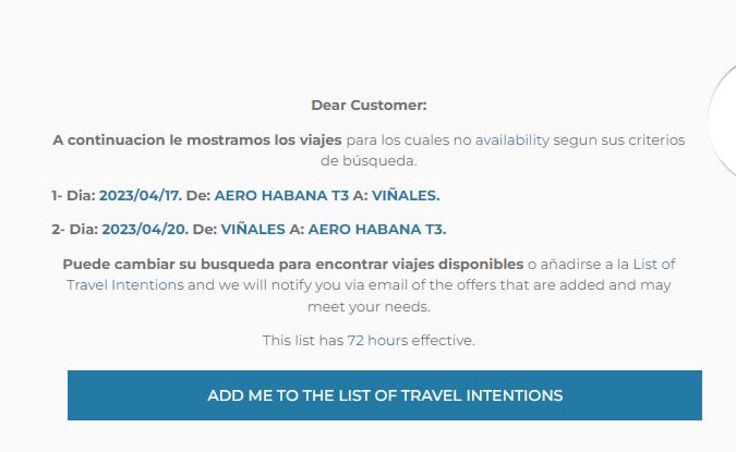 Viazul Travel Intentions Message